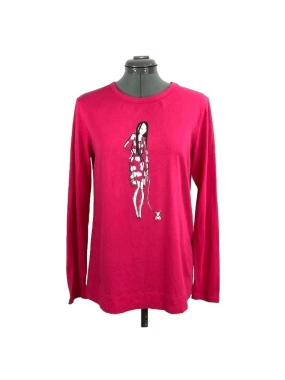 SIMPLY VERA Vera Wang Silhouette & Dog Long Sleeve Tee-Shirt Size M